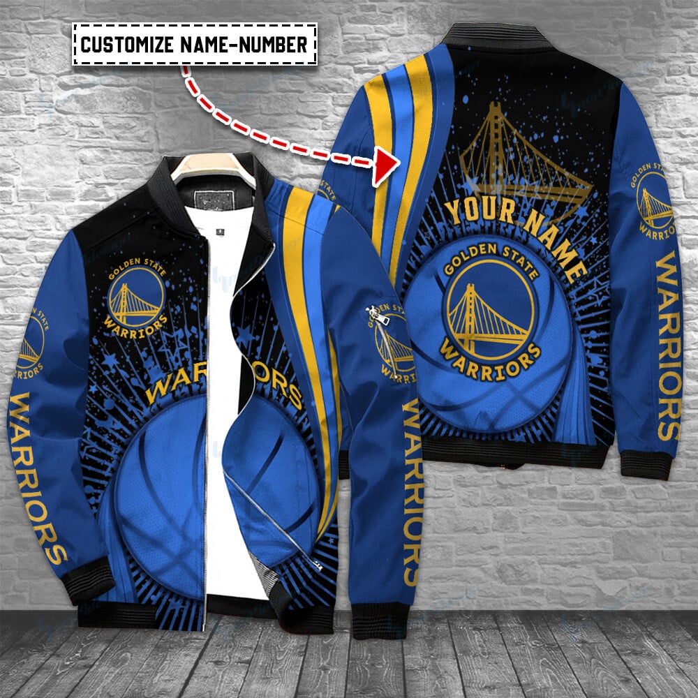 Golden State Warriors Personalized Full Zip Bomber Jacket Gift For Sport Team Fan