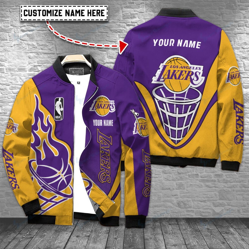 Los Angeles Lakers Personalized Bomber Jacket Gift For Sport Fans
