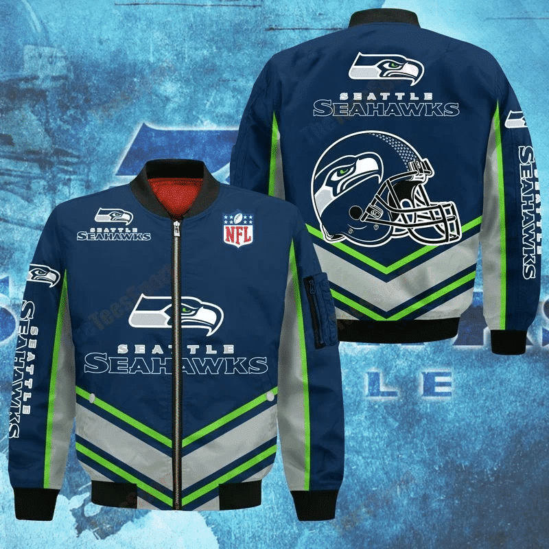 Seattle Seahawks Football Team Bomber Jacket Full Zip Up Jacket For Nfl Fans Sport Travel Jacket