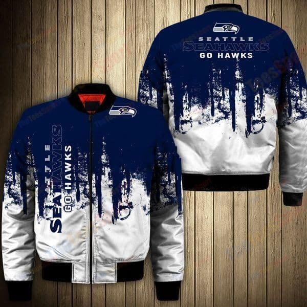 Seattle Seahawks Football Team Bomber Jacket Full Zip Up Jacket For Nfl Fans Sport Classic Fit
