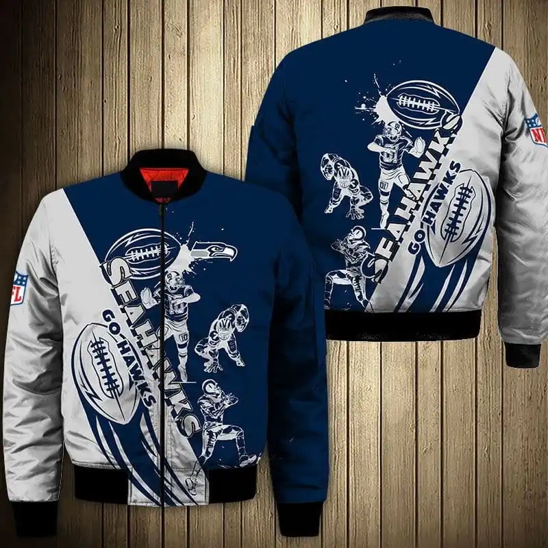 Seattle Seahawks Jacket Cartoon Athlete Ball Star Bomber Jacket