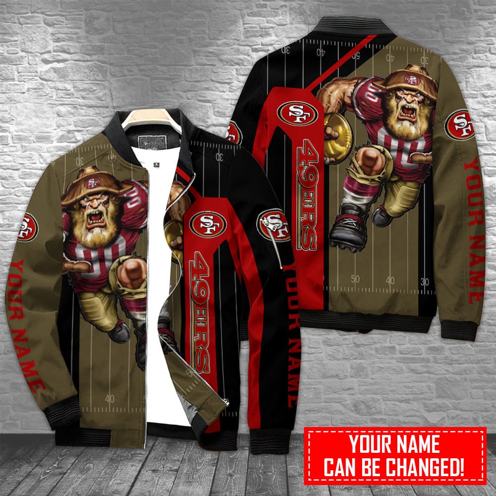San Francisco 49Ers Personalized Nfl Full Zip Up Bomber Jacket For Sport Team Fan