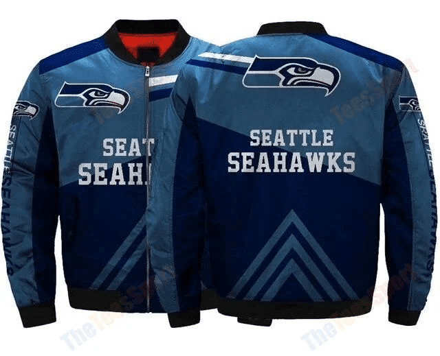 Seattle Seahawks Football Team Bomber Jacket Full Zip Up Jacket For Nfl Fans Sport Party Outfit
