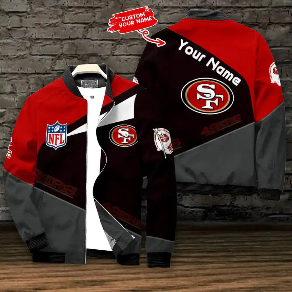 San Francisco 49Ers Personalized Nfl Full Zip Up Bomber Jacket Collection For Sport Fans