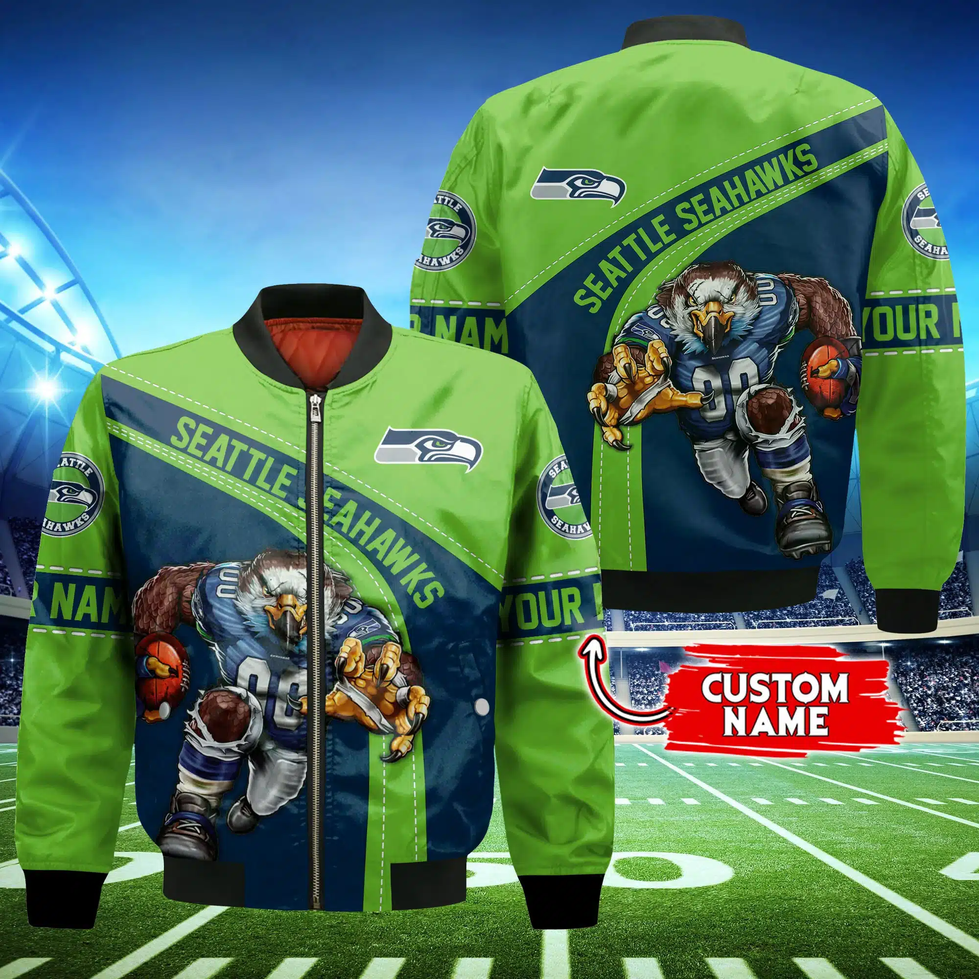Seattle Seahawks Personalized Thick Bomber Jacket For Nfl Fans