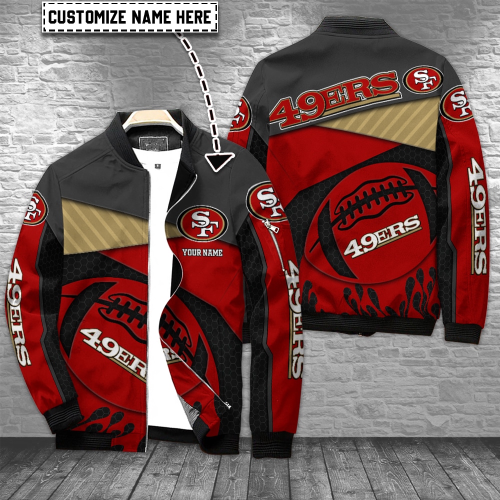 San Francisco 49Ers Personalized Nfl Full Zip Bomber Jacket For Sport Team Fan