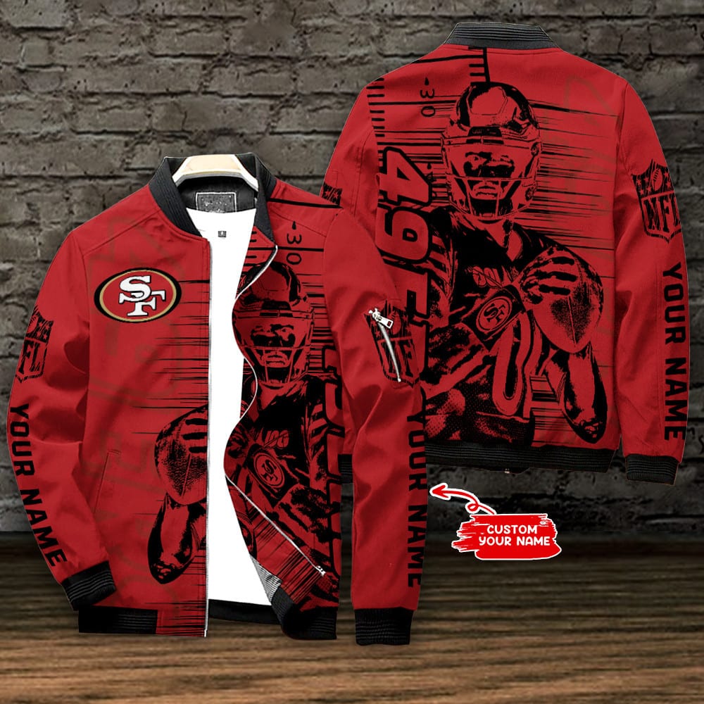 San Francisco 49Ers Personalized Nfl Full Zip Up Bomber Jacket Best Gift For Sport Team Fan