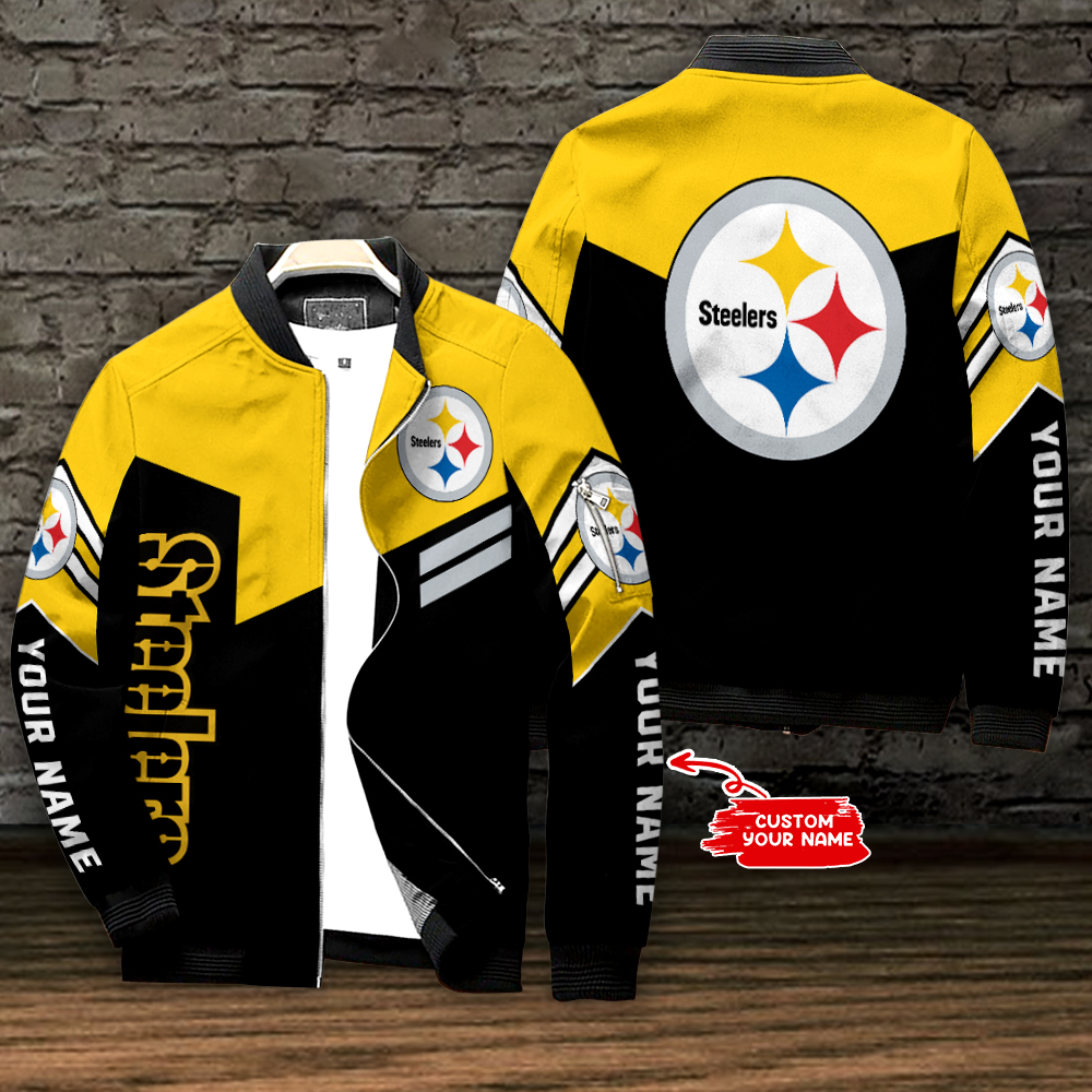 Pittsburgh Steelers Personalized Full Zip Bomber Jacket For Sport Team Fan
