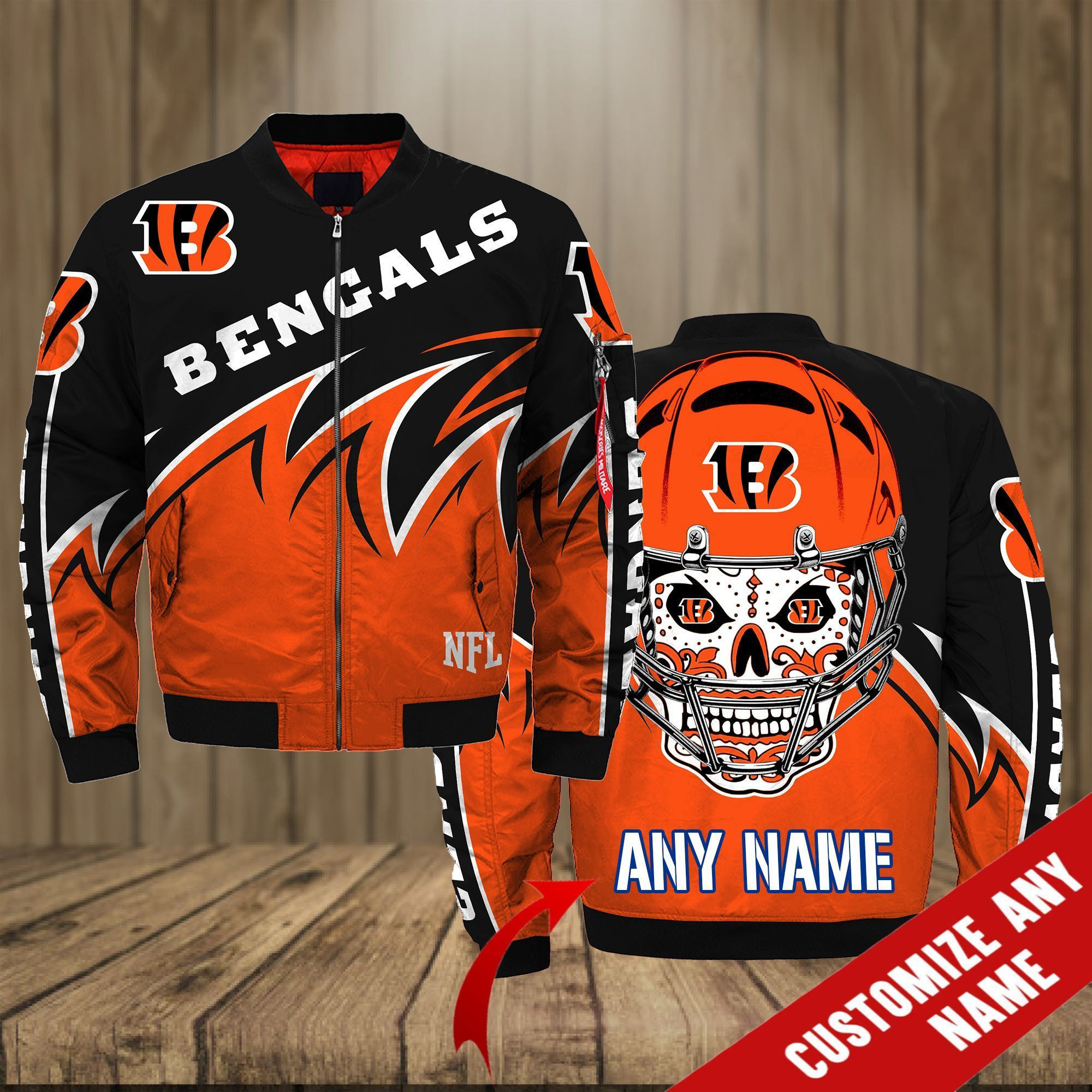Cincinnati Bengals Personalized Collection Bomber Jacket