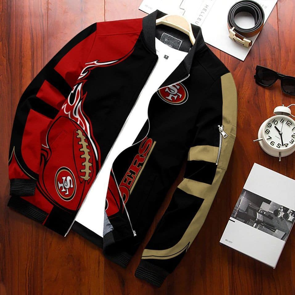 San Francisco 49Ers Team Special Bomber Jacket Full Zip Jacket For Nfl Fans Sport College Fashion