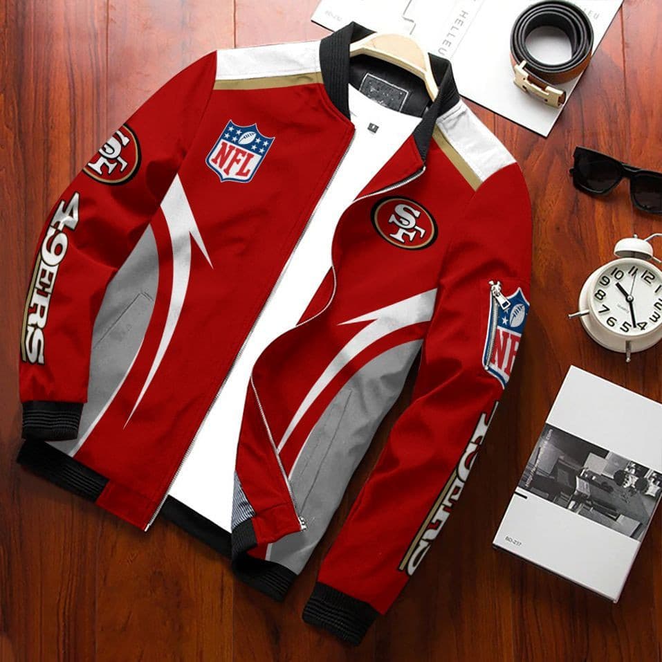 San Francisco 49Ers Team Special Bomber Jacket Full Zipper Jacket For Nfl Fan Sport Classic Fit