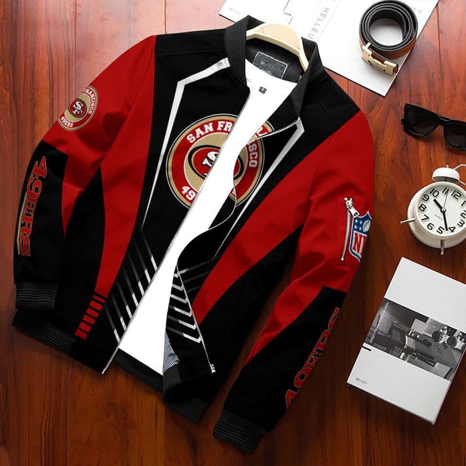 San Francisco 49Ers Team Special Bomber Jacket Full Zip Jacket For Nfl Fans Sport All Season Wear