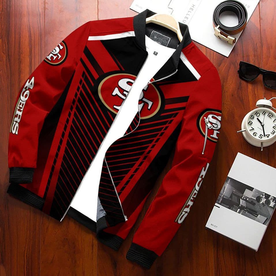 San Francisco 49Ers Team Special Bomber Jacket Full Zip Jacket For Nfl Fans Sport Classic Fit