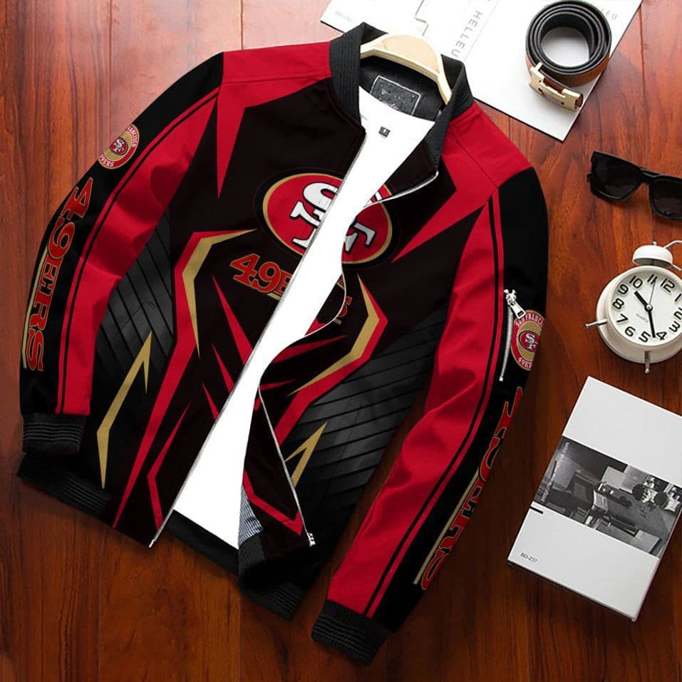 San Francisco 49Ers Team Special Bomber Jacket Full Zip Jacket For Nfl Fans Sport Modern Look