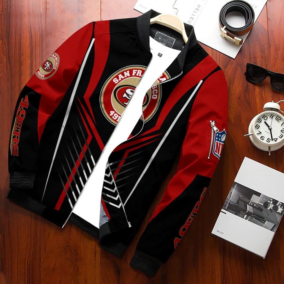 San Francisco 49Ers Team Special Bomber Jacket Full Zip Jacket For Nfl Fans Sport Slim Fit