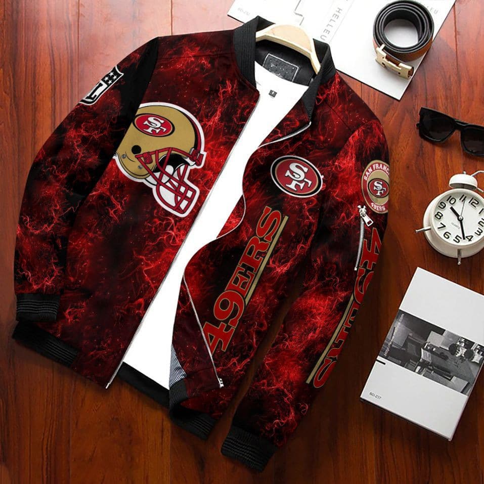 San Francisco 49Ers Team Special Bomber Jacket Full Zipper Jacket For Nfl Fan Sport All Season Wear