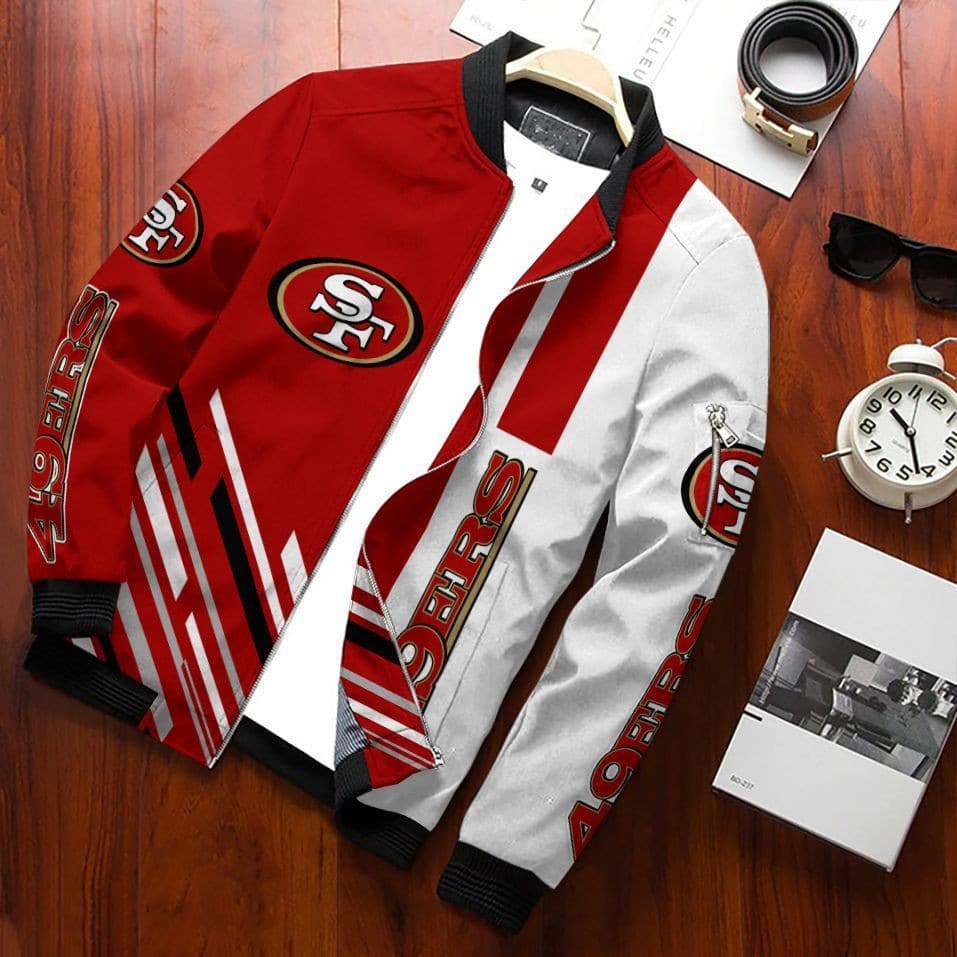 San Francisco 49Ers Team Special Bomber Jacket Full Zip Jacket For Nfl Fans Sport Varsity Style