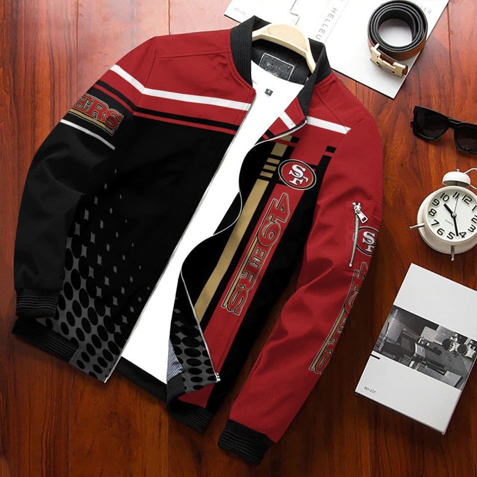 San Francisco 49Ers Team Special Bomber Jacket Full Zipper Jacket For Nfl Fans Sport Warm Winter Coat