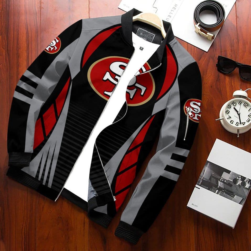 San Francisco 49Ers Team Special Bomber Jacket Zip Up Jacket For Nfl Fan Sport Classic Fit