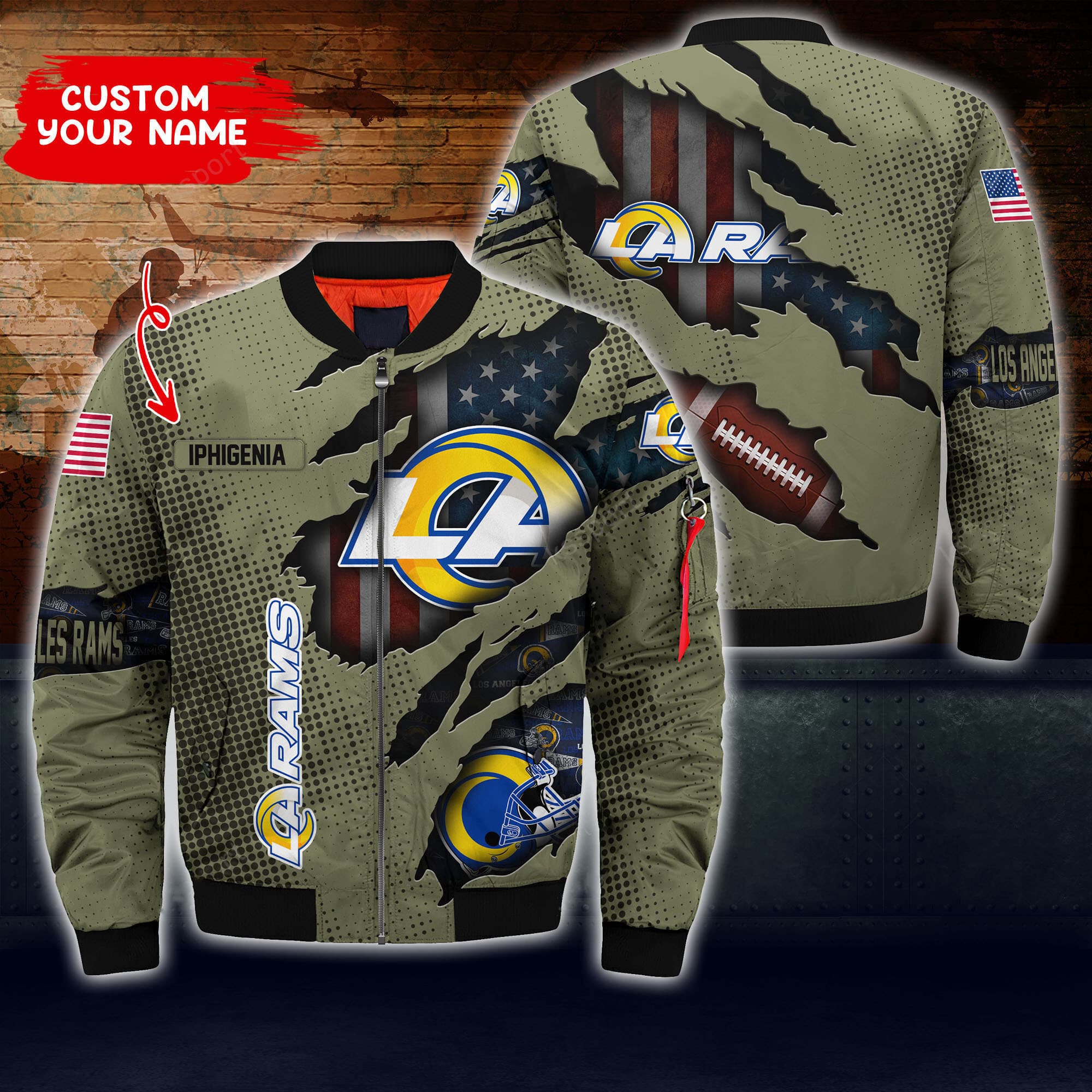 Los Angeles Rams Personalized Thick Bomber Jacket