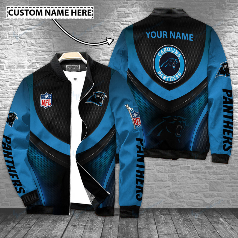 Carolina Panthers Personalized Full Zip Bomber Jacket Hot Gift For Sport Fans