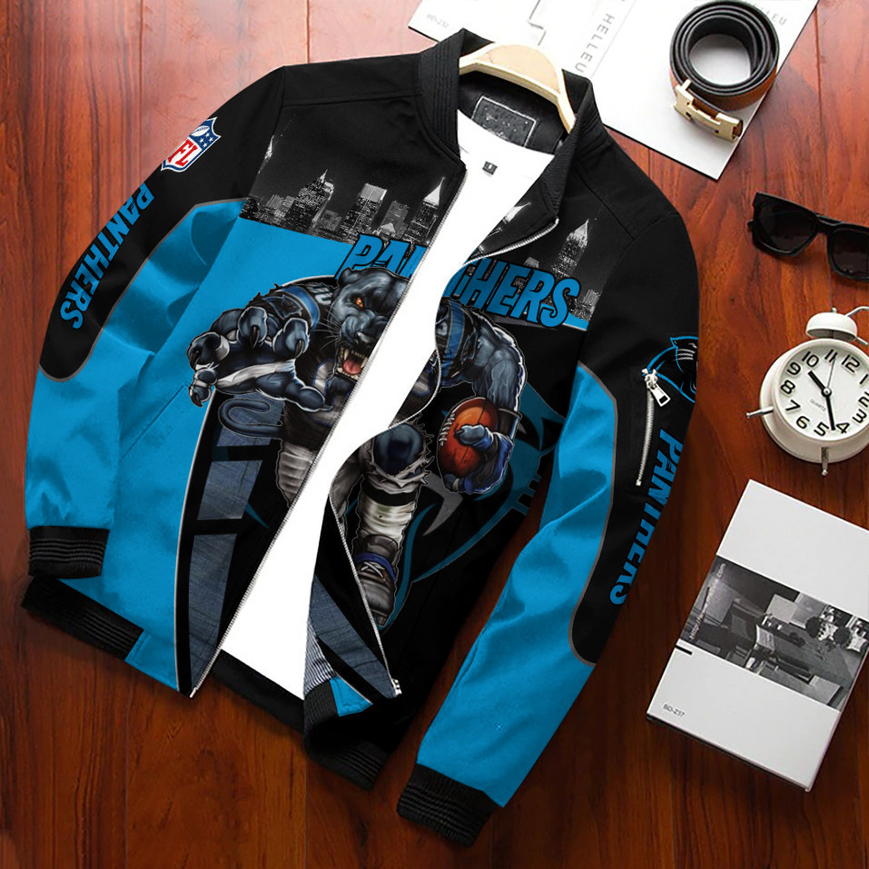 Carolina Panthers Bomber Jacket Full Zip Jacket For Nfl Fans Sport Team