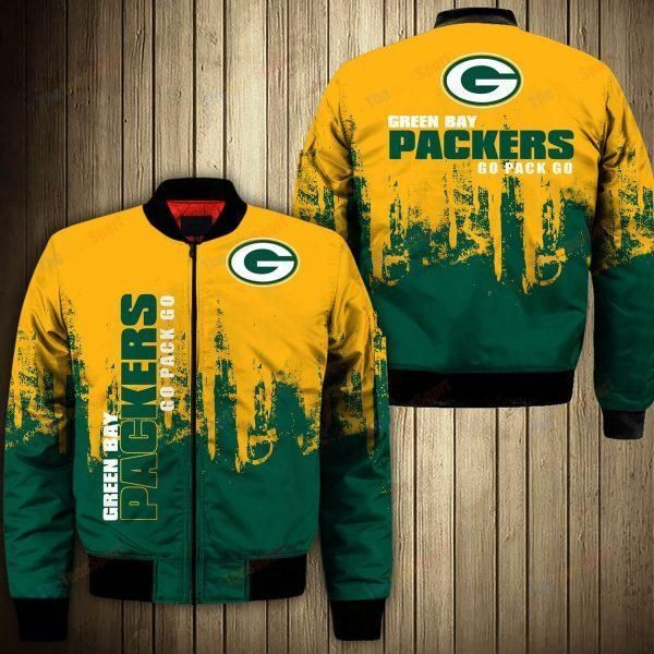 Green Bay Packers Football Team Bomber Jacket Full Zip Jacket For Nfl Fans Sport Game Day Apparel