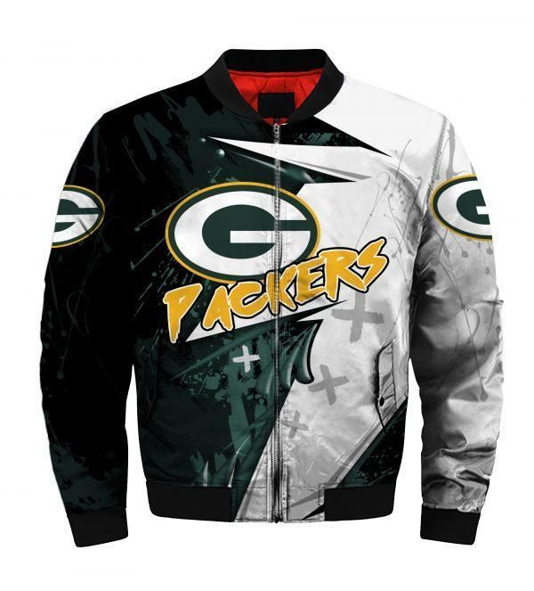Green Bay Packers Football Team Bomber Jacket Full Zip Jacket For Nfl Fans Sport Running Errands