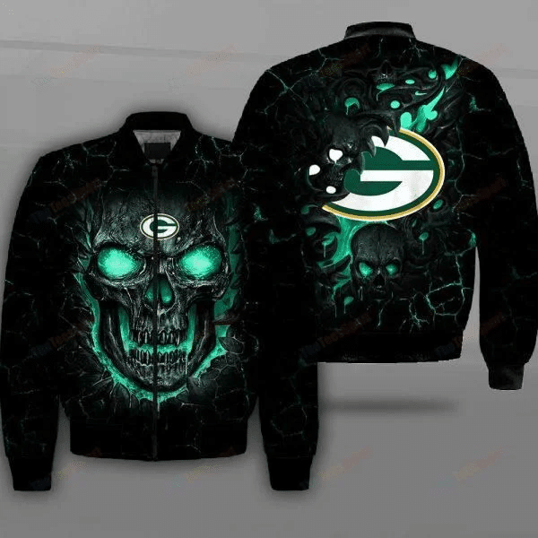 Green Bay Packers Football Team Bomber Jacket Full Zip Jacket For Nfl Fans Sport All Season Wear