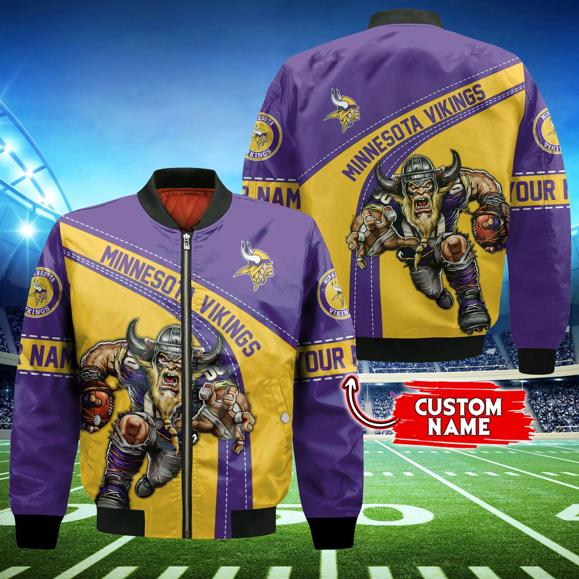 Minnesota Vikings Nfl Personalized Thick Bomber Jacket