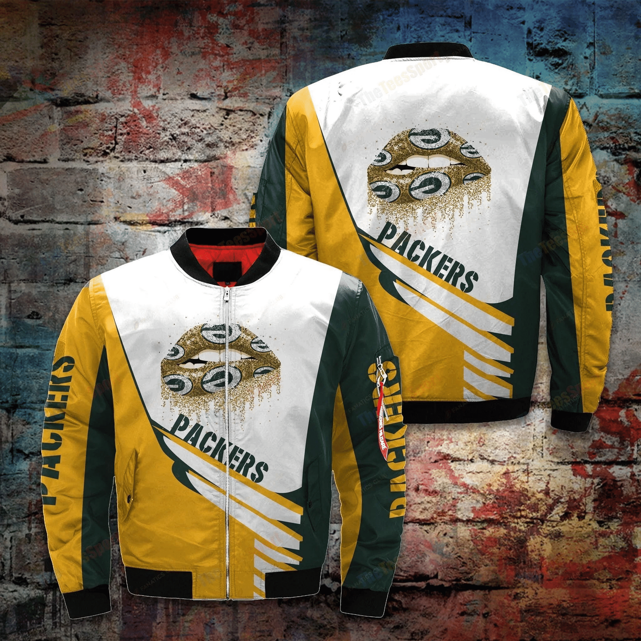Green Bay Packers Football Team Bomber Jacket Full Zip Jacket For Nfl Fans Sport Party Outfit