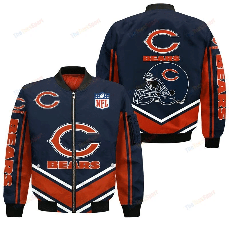 Chicago Bears Bomber Jacket Full Zip Jacket For Nfl Fans Sport All Season Wear