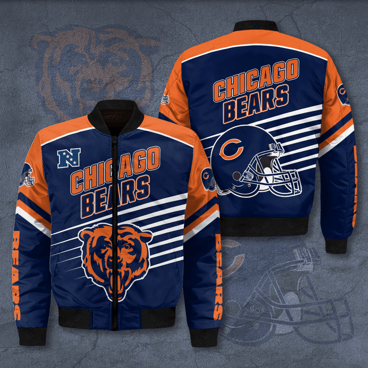 Chicago Bears Bomber Jacket Full Zip Jacket For Nfl Fan Sport