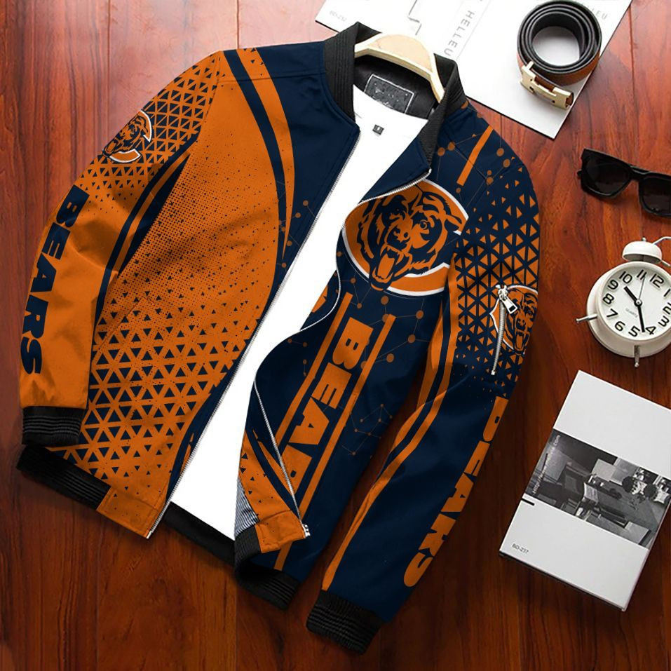Chicago Bears Bomber Jacket Full Zip Jacket For Nfl Fans Sport Everyday Wear