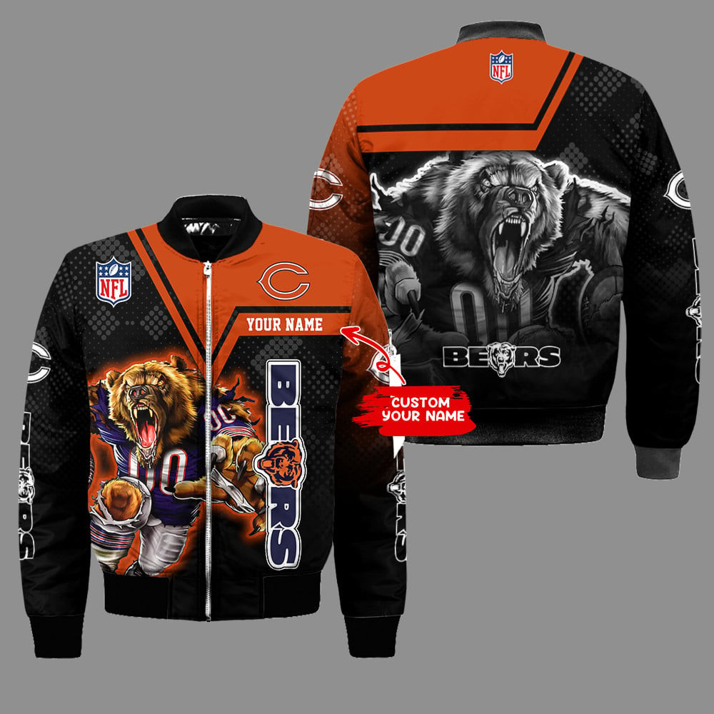 Chicago Bears Nfl Personalized Thick Bomber Jacket