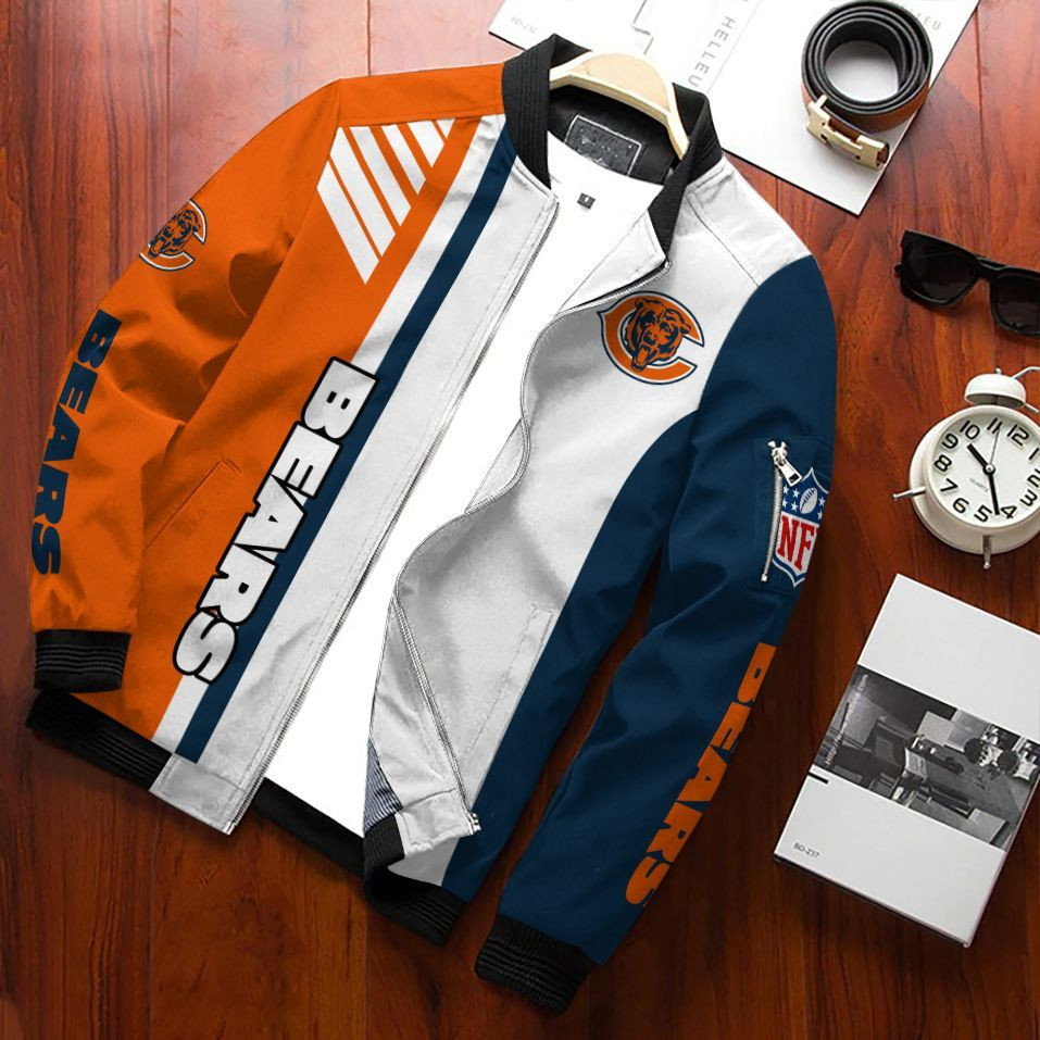 Chicago Bears Bomber Jacket Full Zip Jacket For Nfl Fans Sport Travel Jacket