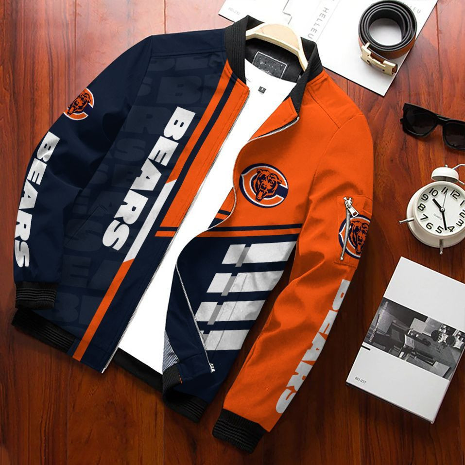 Chicago Bears Bomber Jacket Full Zip Jacket For Nfl Fans Sport Outdoor Sports