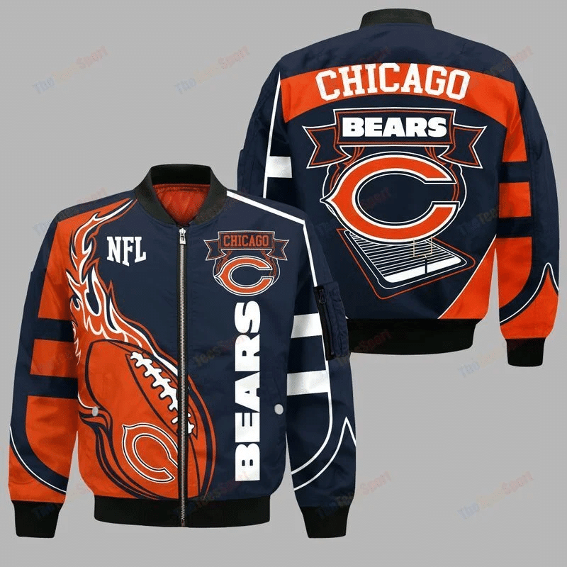 Chicago Bears Bomber Jacket Full Zip Jacket For Nfl Fans Sport Game Day Apparel