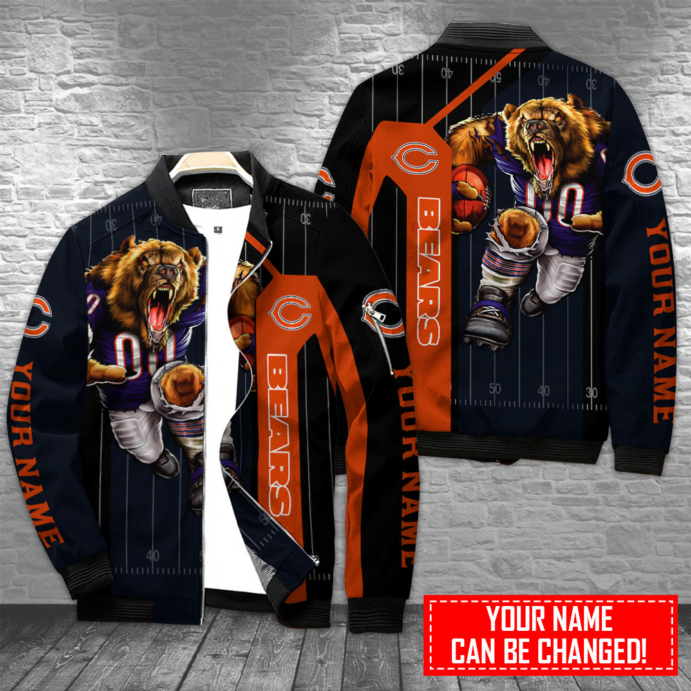 Chicago Bears Personalized Full Zip Bomber Jacket For Sport Team Fan
