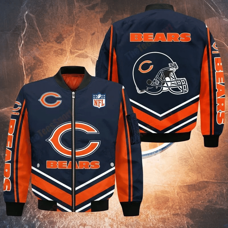 Chicago Bears Bomber Jacket Full Zip Jacket For Nfl Fans Sport Cold Weather Gear