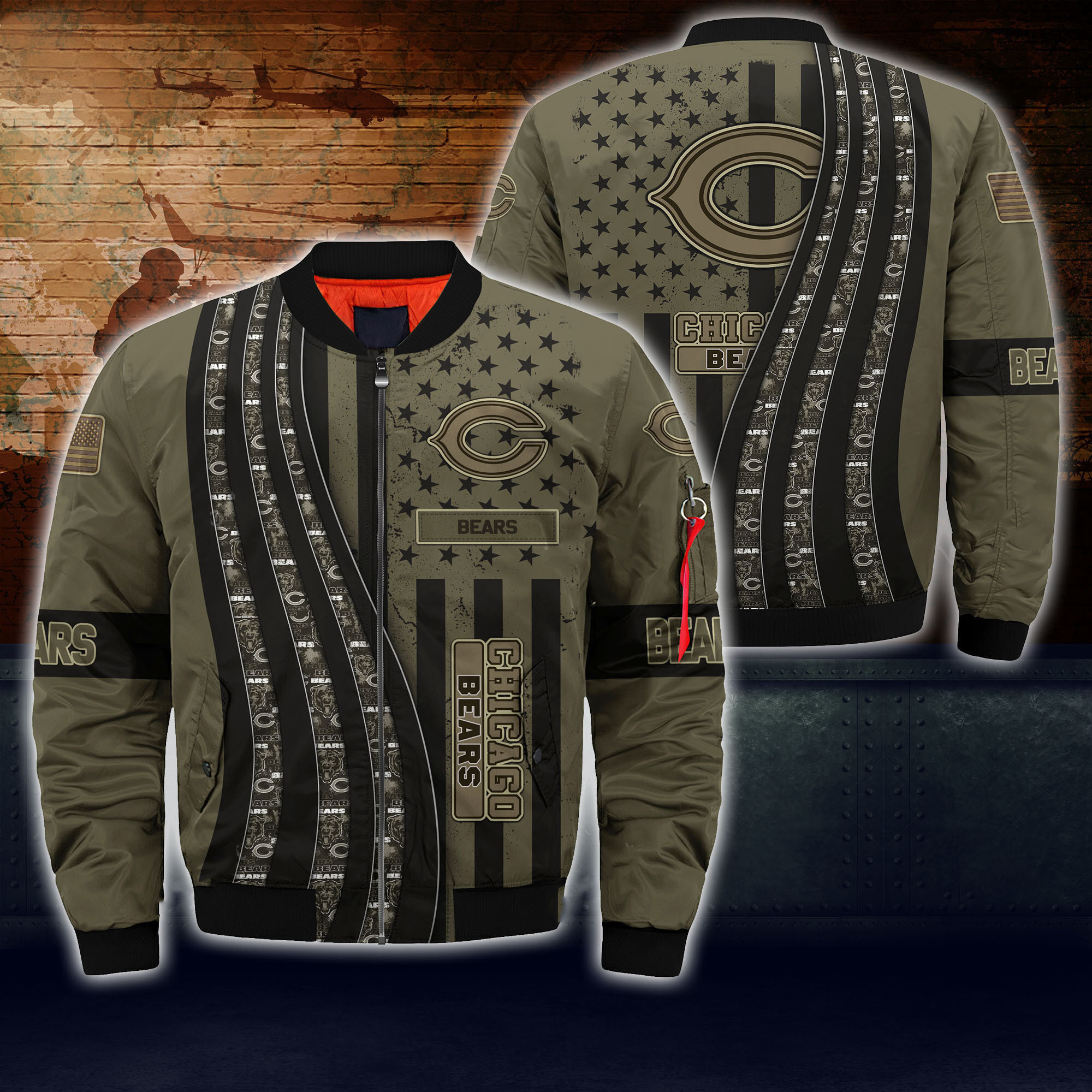 Chicago Bears Thick Bomber Jacket For Men Women