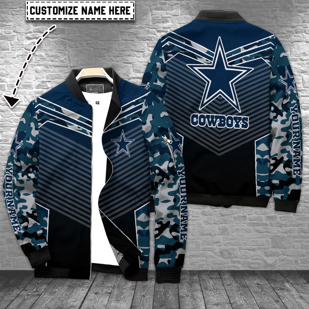 Dallas Cowboys Personalized Zip Up Bomber Jacket For Sport Team Fan