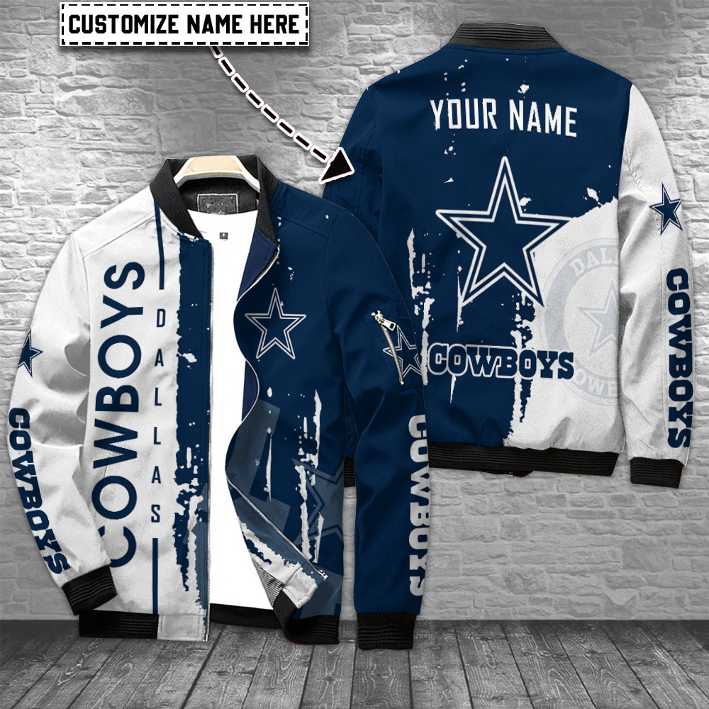 Dallas Cowboys Personalized Full Zip Up Bomber Jacket For Sport Team Fan