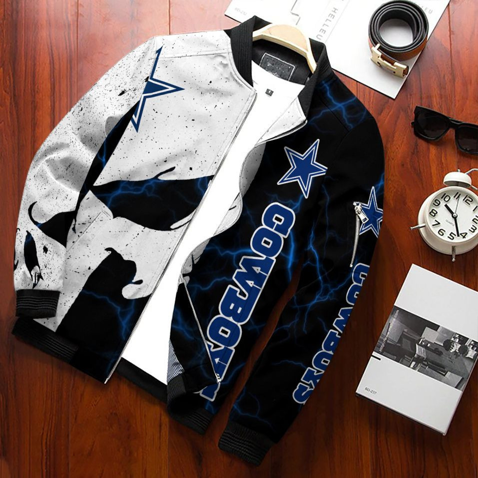 Dallas Cowboys Football Team Bomber Jacket Full Zip Jacket For Nfl Fans Sport College Fashion