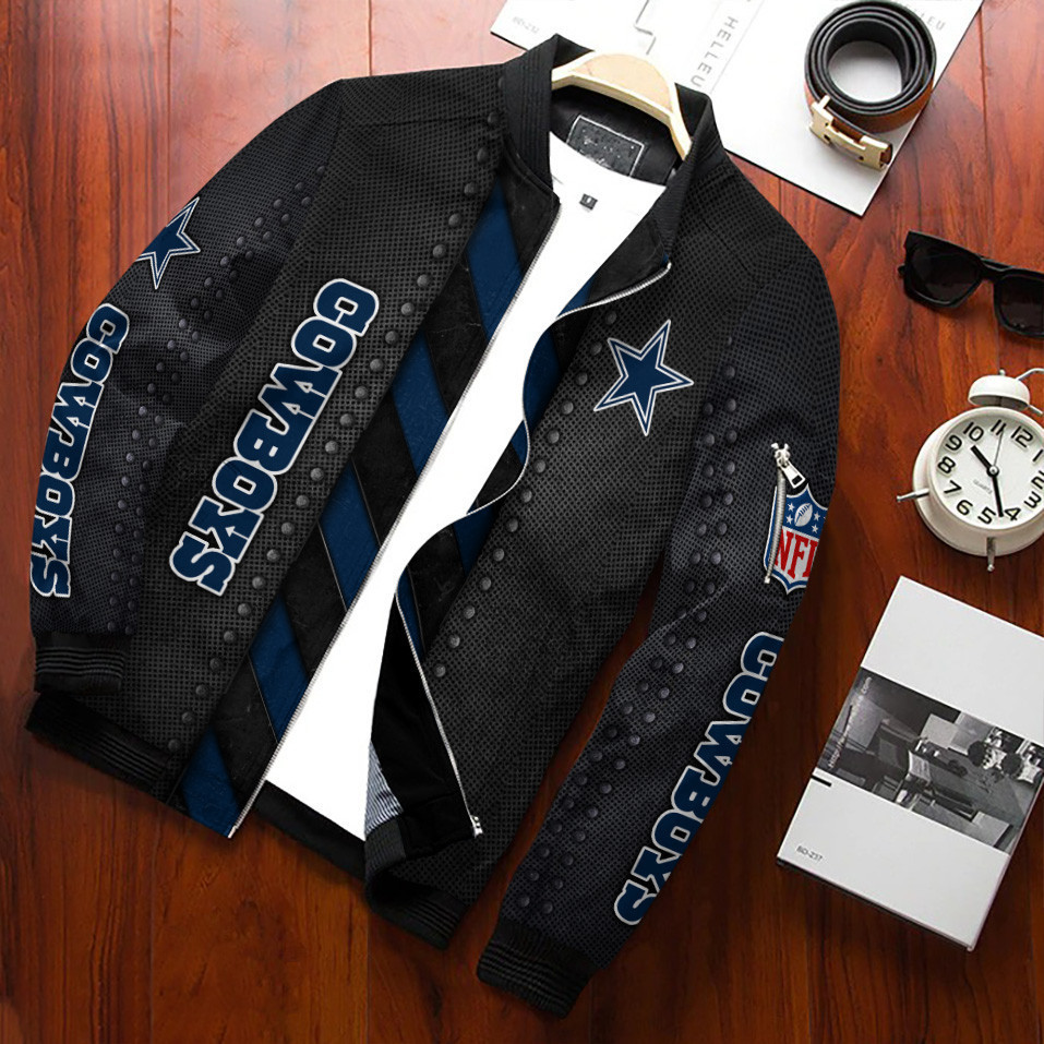 Dallas Cowboys Football Team Bomber Jacket Full Zip Jacket For Nfl Fan