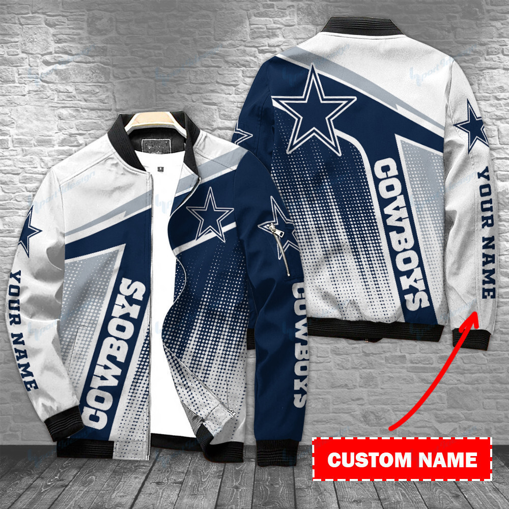 Dallas Cowboys Personalized Zip Up Bomber Jacket Hot Gift For Sport Fans