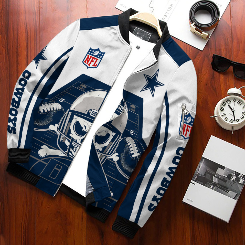 Dallas Cowboys Football Team Bomber Jacket Full Zip Jacket For Nfl Fans Sport Fall Outfit