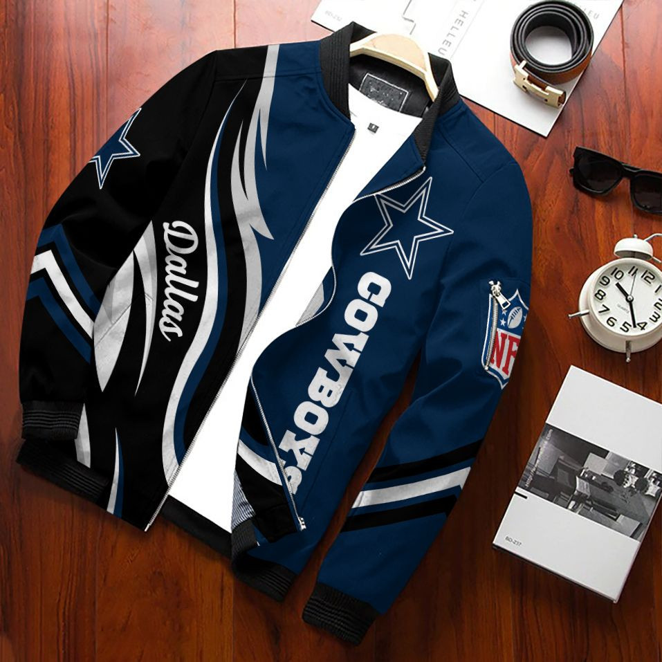 Dallas Cowboys Football Team Bomber Jacket Full Zip Jacket For Nfl Fans Sport Fashion Forward