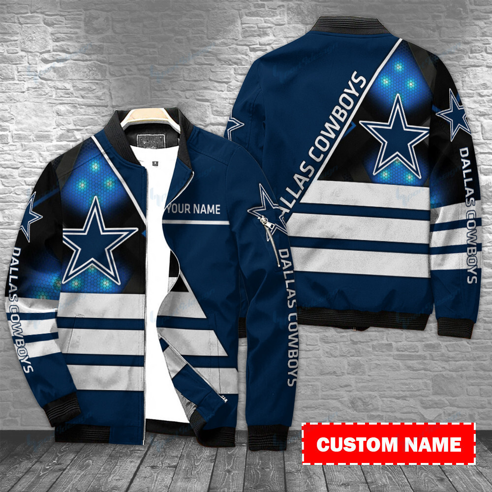 Dallas Cowboys Personalized Zipper Bomber Jacket Gift For Sport Fans