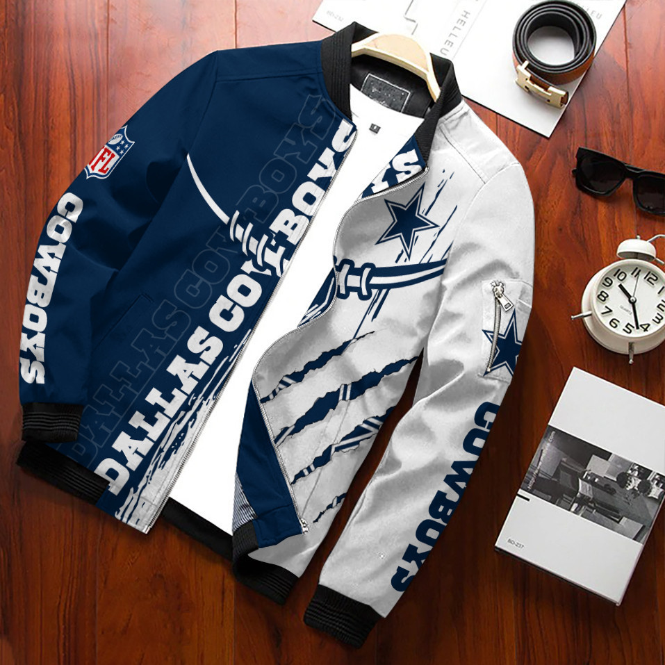 Dallas Cowboys Football Team Bomber Jacket Full Zip Jacket For Nfl Fan Sport